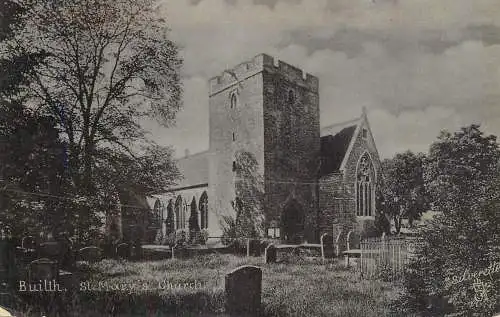 British buildings & architecture, churches & cathedrals photo postcard Builth St. Mary