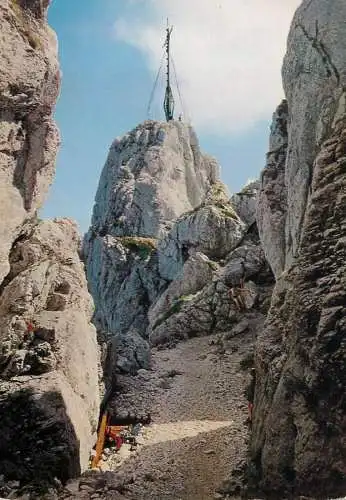 Germany Kampenwand Gipfelkreuz Kaisersale mountain scenery detail view