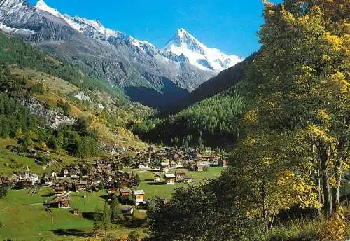 Switzerland Le village des Hauderes et la Dent Blanche panoramic view