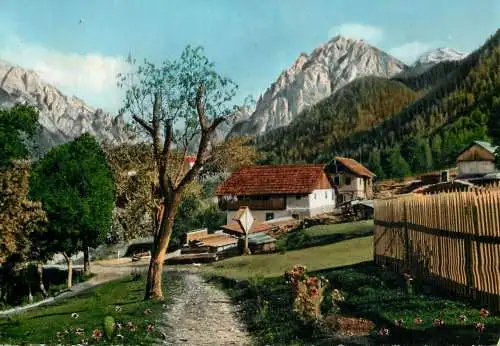 Italy, Dolomites farmhouse mountain scenery