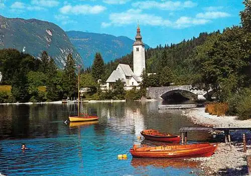 Slovenia Bohinj lake and St John church