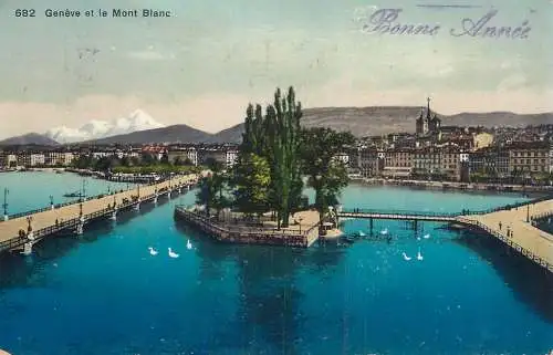 Switzerland Genève et le Mont Blanc