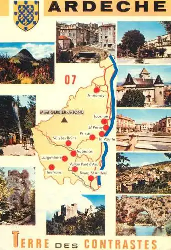France Ardeche souvenir several views and map area