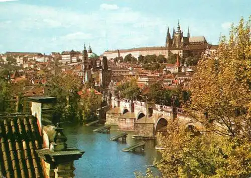 Czech Republic Praha Karlsbrucke & Burg Hradcany