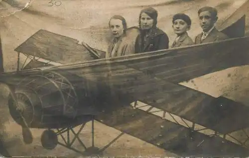 Social history children types boys and girls in old airplane