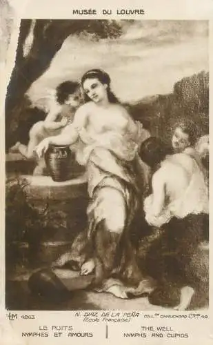 Nymphs and Cupid in the well N. Diaz de la Pena painting