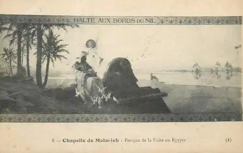 Chapelle de Matarieh Fresque de la fuite en Egypte Halte aux bords du Nil