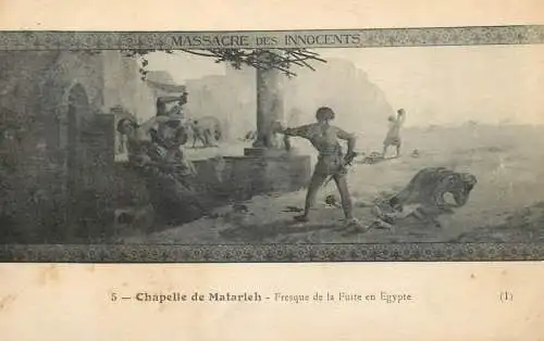 Chapelle de Matarieh Fresque de la fuite en Egypte Massacre des Innocents