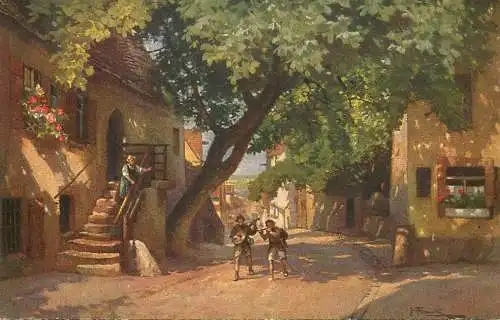 Rothenburg ob der Tauber Judengasse J. Frank signed painting