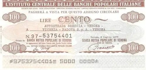 Autostrada Brescia - Verona - Vicenza - Padova - Verona lire cento