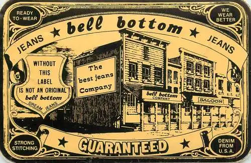 Jeans bell bottom Denim U.S.A. self-adhesive advertising label