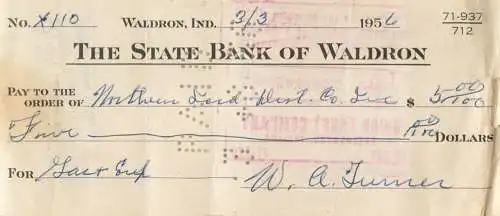 The State Bank of Waldron 1956