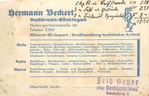 Hermann Beckert Mineral Ol Import Heilbronn-Bockingen