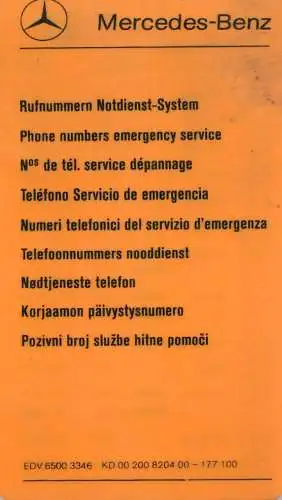 Mercedes Benz phone numbers emergency service