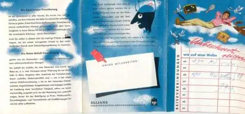 Old paper tourism insurance brochure Germany Allianz map
