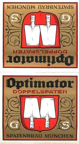 Advertising labels Optimator Doppelspaten Spatenbrau Munchen
