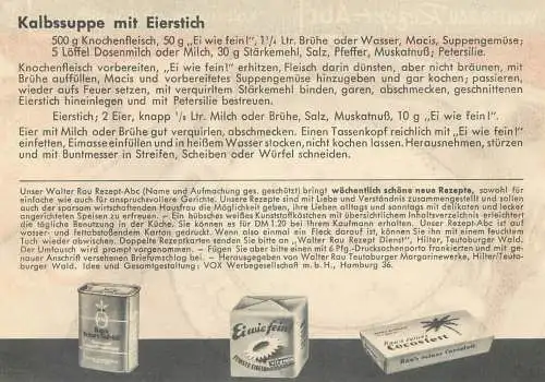Advertising Walter Rau Rezept Kalbssuppe mit Eierstich
