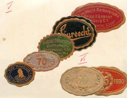 Advertising labels glued on paper Germany