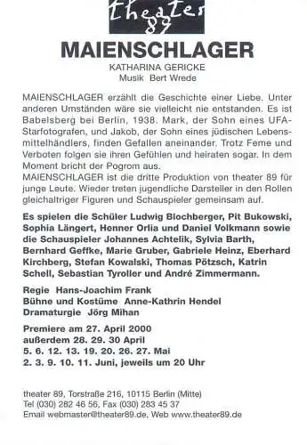 Advertising Theater 89 Maienschlager Katharina Gericke musik Bert Wrede