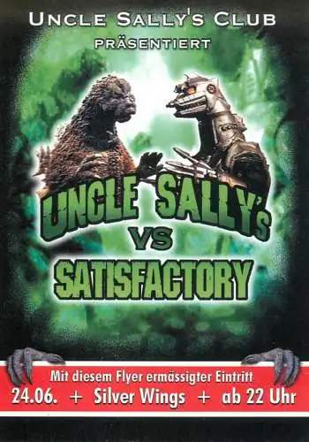 Advertising Uncle Sally`s Club vs Satisfactory Sally`s Sounds DJ Aladin Steve the Machine DJ Chris DJ Schmolli