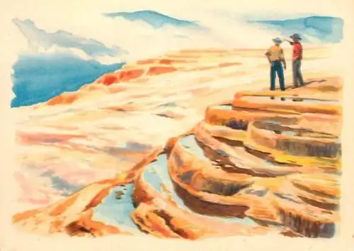 Old Paper Chromo Image Sanella Trade Card Australia - The pebble sinter terraces at the Rotomahana