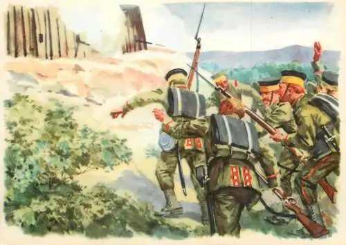 Old Paper Chromo Image Sanella Trade Card Australia Attack from a Native Pah