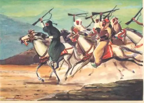 Old Paper Chromo Image Sanella Trade Card Africa Reitende Beduinen