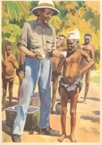 Old Paper Chromo Image Sanella Trade Card Africa Pygmaen im Kongo