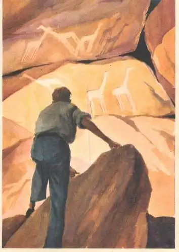 Old Paper Chromo Image Sanella Trade Card Africa Prehistoric dwellings in the Atlas