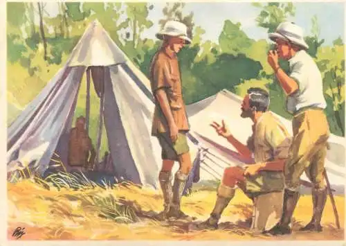 Old Paper Chromo Image Sanella Trade Card Africa film expedition tent camp