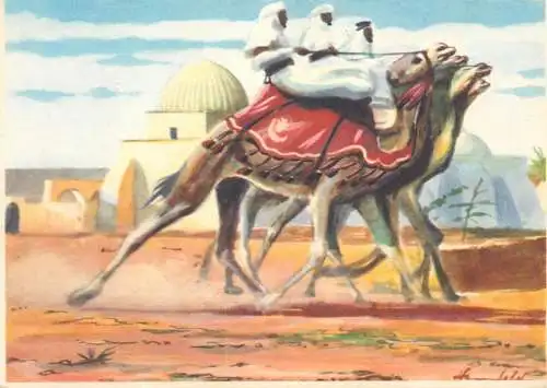 Old Paper Chromo Image Sanella Trade Card Africa natives bedouins camels