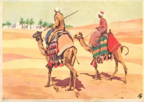 Old Paper Chromo Image Sanella Trade Card Africa Sahara camels