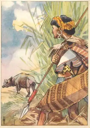 Old Paper Chromo Image Trade Card Resi-Bild 87 - Patkapojus Hirscheber native hunter