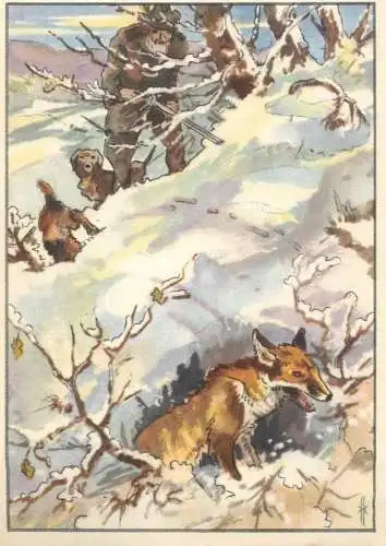Old Paper Chromo Image Trade Card Resi-Bild 92 - Forster Berndt fox hunter