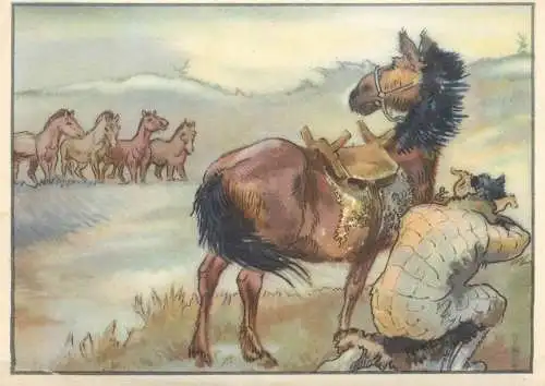 Old Paper Chromo Image Trade Card Resi-Bild 113 - Der mongolische Jager hunter hunting