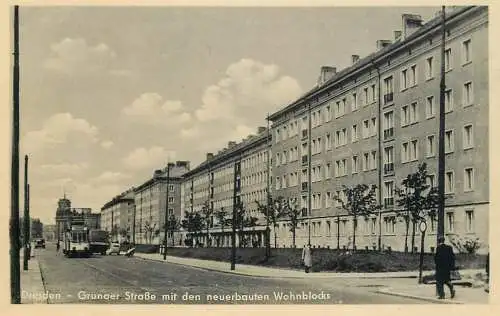 Germany Dresden Grunaer Strasse mit den neuerbauten Wohnblocks