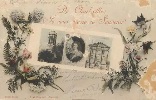 Greetings souvenir postcard floral motif