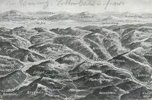 France Das Schlachtfeld in den Vogesen Markirch un Umgebung map view