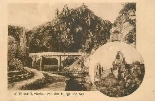 Germany Altenahr Viadukt mit der Burgruine Are
