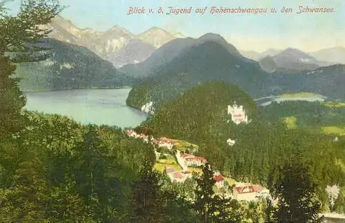 Germany Blick v. d. Jugend auf Hohenschwangau u. den Schwarzsee