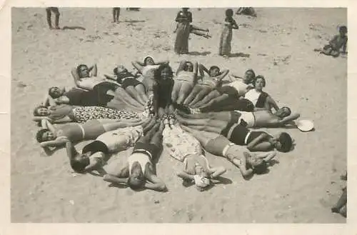 Anonymous persons instant photo seaside beach