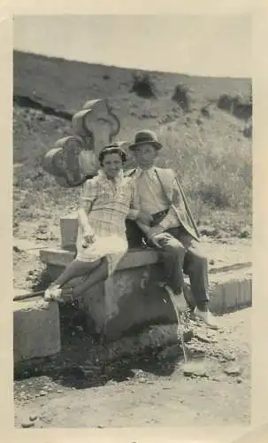 Anonymous persons souvenir photo Romania social history couple posing