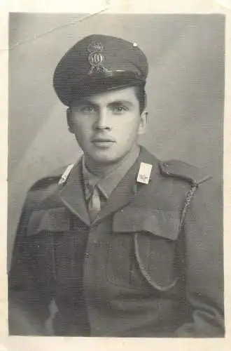 Military man souvenir photo Romania uniform