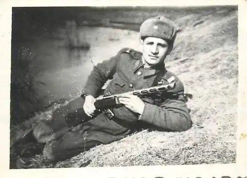Military man souvenir photo soldier Romania uniform