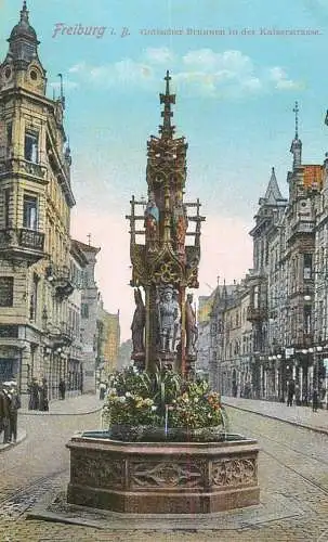 Germany Freiburg im Breisgau Gotischer Brunnen in der Kaiserstrassegg