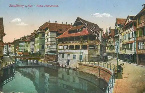 France Strasbourg canal & typical houses architecture style