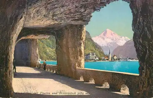 Switzerland Axenstrasse mit Fluelen und Bristenstock