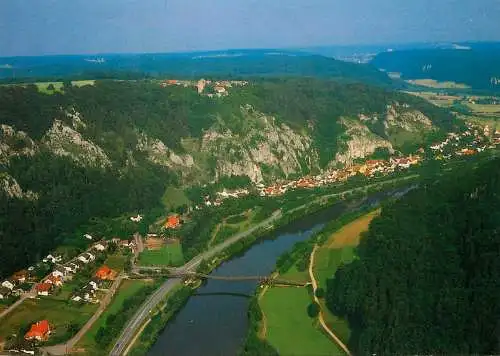 Germany Blick auf Essing und Burg Randeck im Altmuhltal