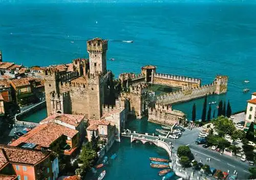 Italy Lago di Gard Sirmione - Scaligero Castle aerial view