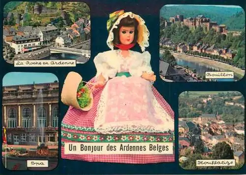 Belgium Bonjour de Ardennes Belges aspects from cities and doll with typical costume multi view